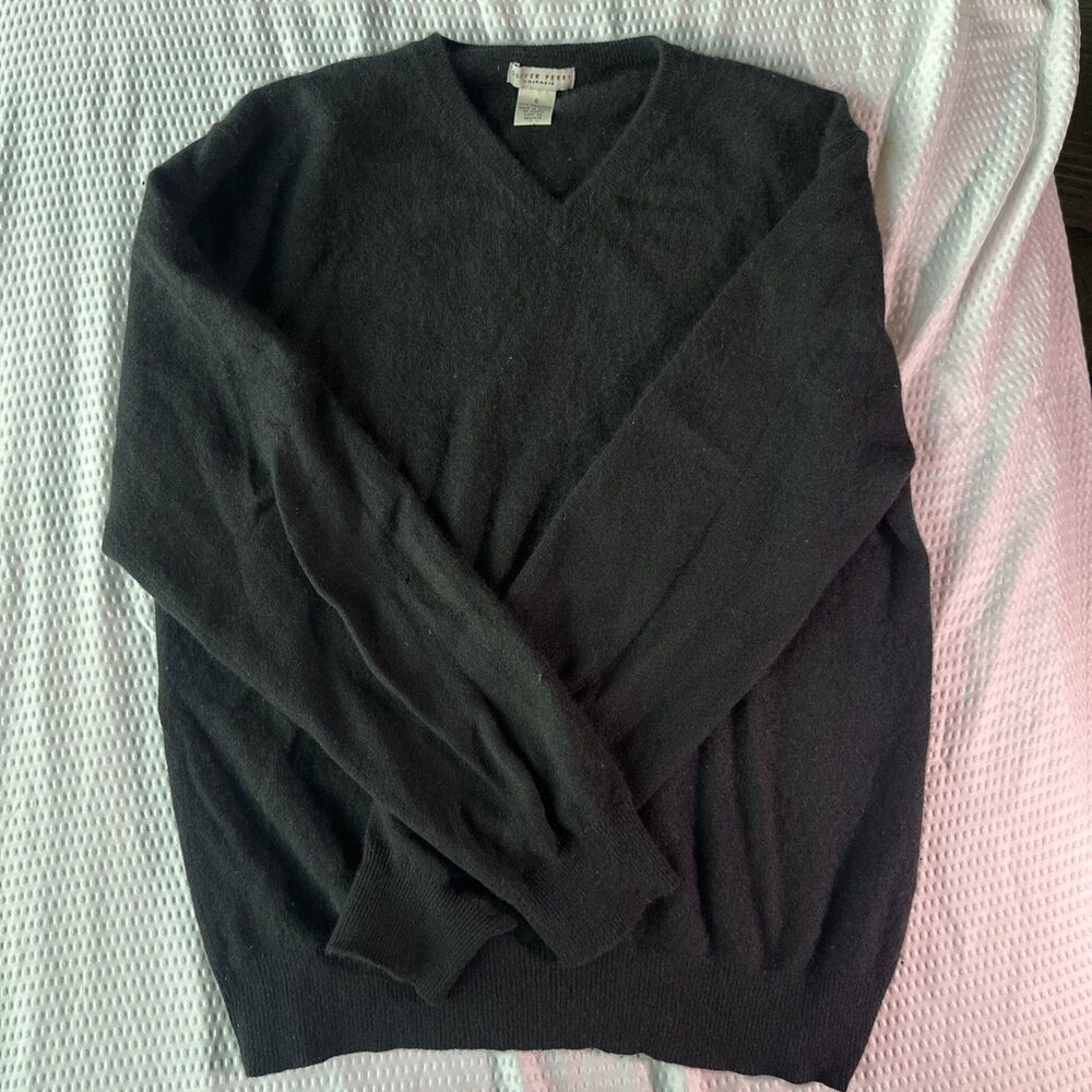 Oliver Perry Sweater Mens Small Black 100% Cashmere Crewneck Pullover Soft